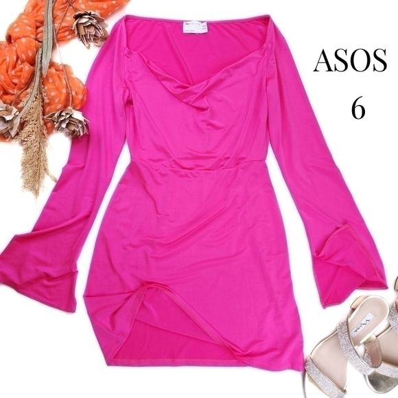 ASOS Pink Cowl Neck Slip Dress Sz 6 - Picture 1 of 11